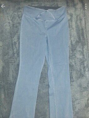 Woman With Control By Renee Greenstein Light Wash Flared Stretchy Denim Pants